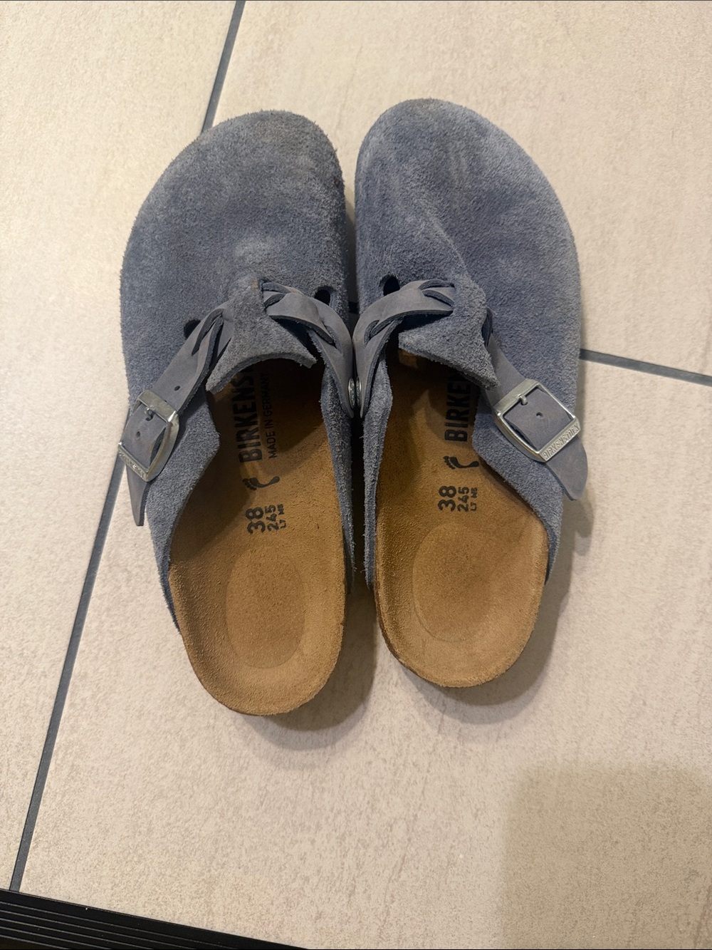 Birkenstock Boston Braided Elemental Blue Suede Leather